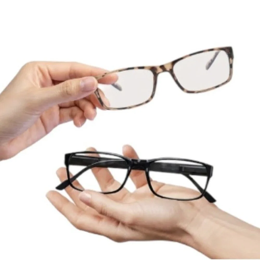 Gaoye +0.75 Reading Glasses Leopard & Black Blue-Light Filter, UV Protection 2pr